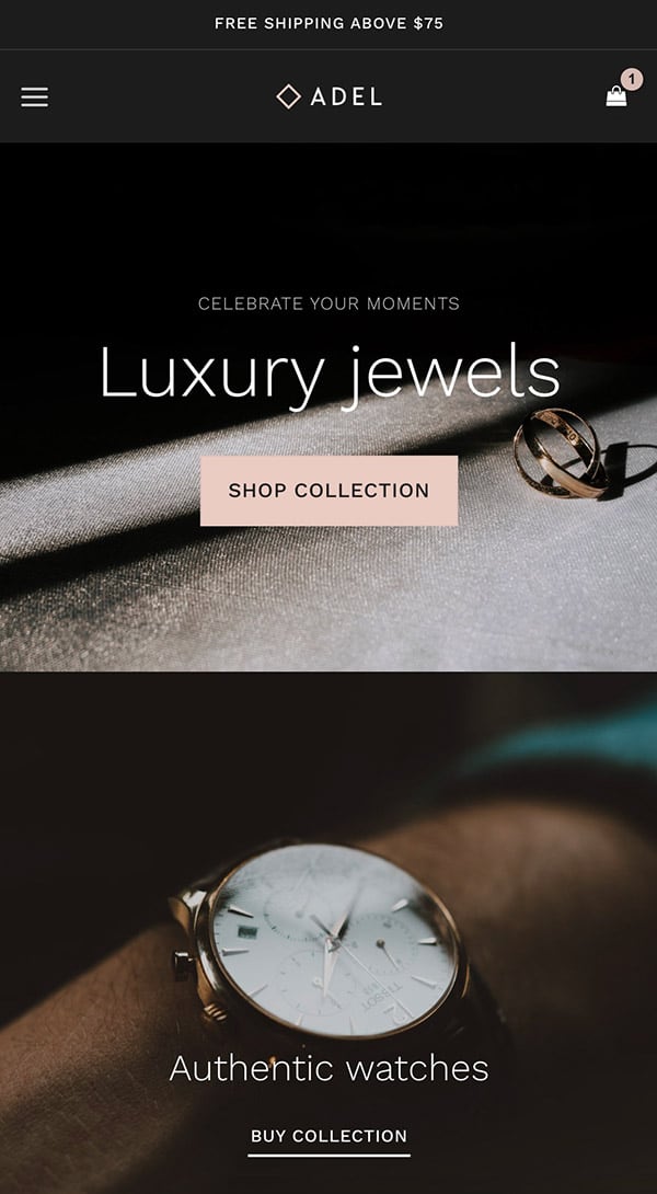 Adel - Flatsome Theme Demo Template for WooCommerce - Mobile View