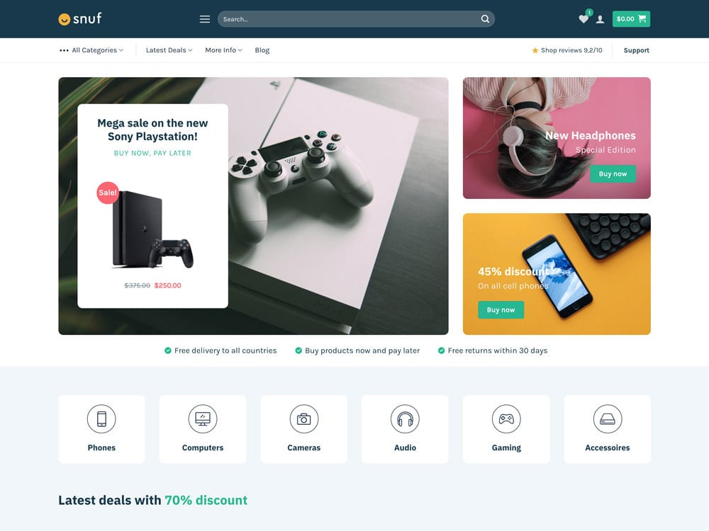 Snuf - Flatsome Theme Demo Template for WooCommerce - Desktop View
