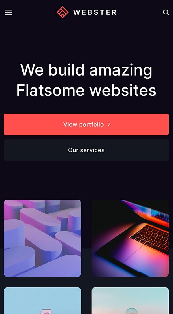 Webster - Flatsome Theme Demo Template for WooCommerce - Mobile View